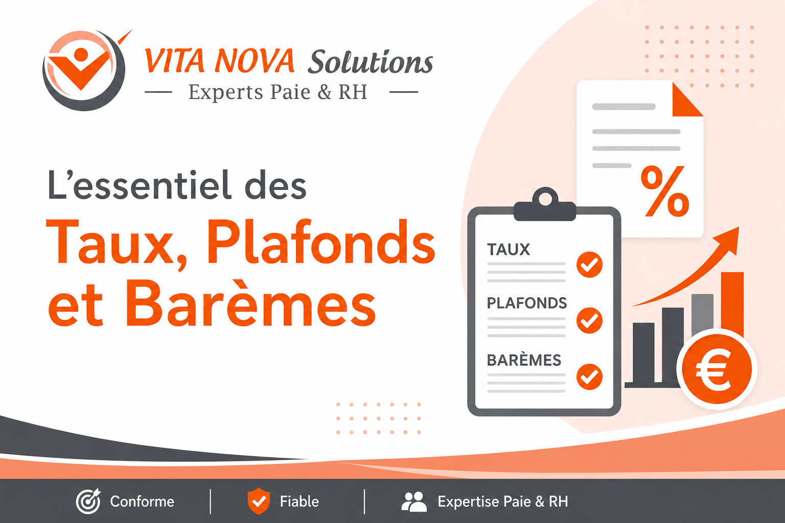 Essentiel des taux, plafonds et barèmes paie et RH – visuel Vita Nova Solutions